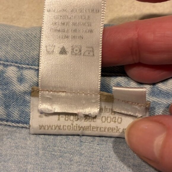 Coldwater Creek Lightweight Light Wash Embroidered Denim Shirt Jacket Size L - Picture 9 of 12